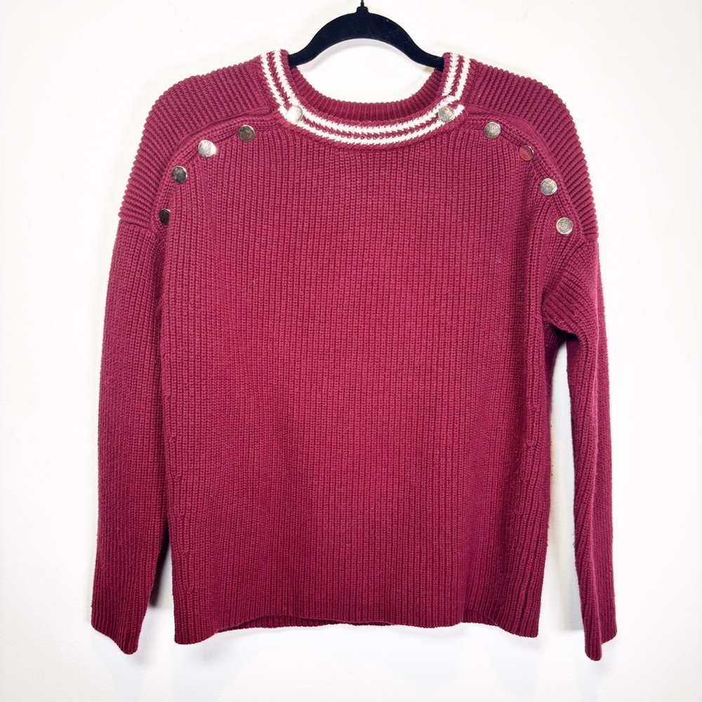 Maje Red Shoulder Button Sweater
